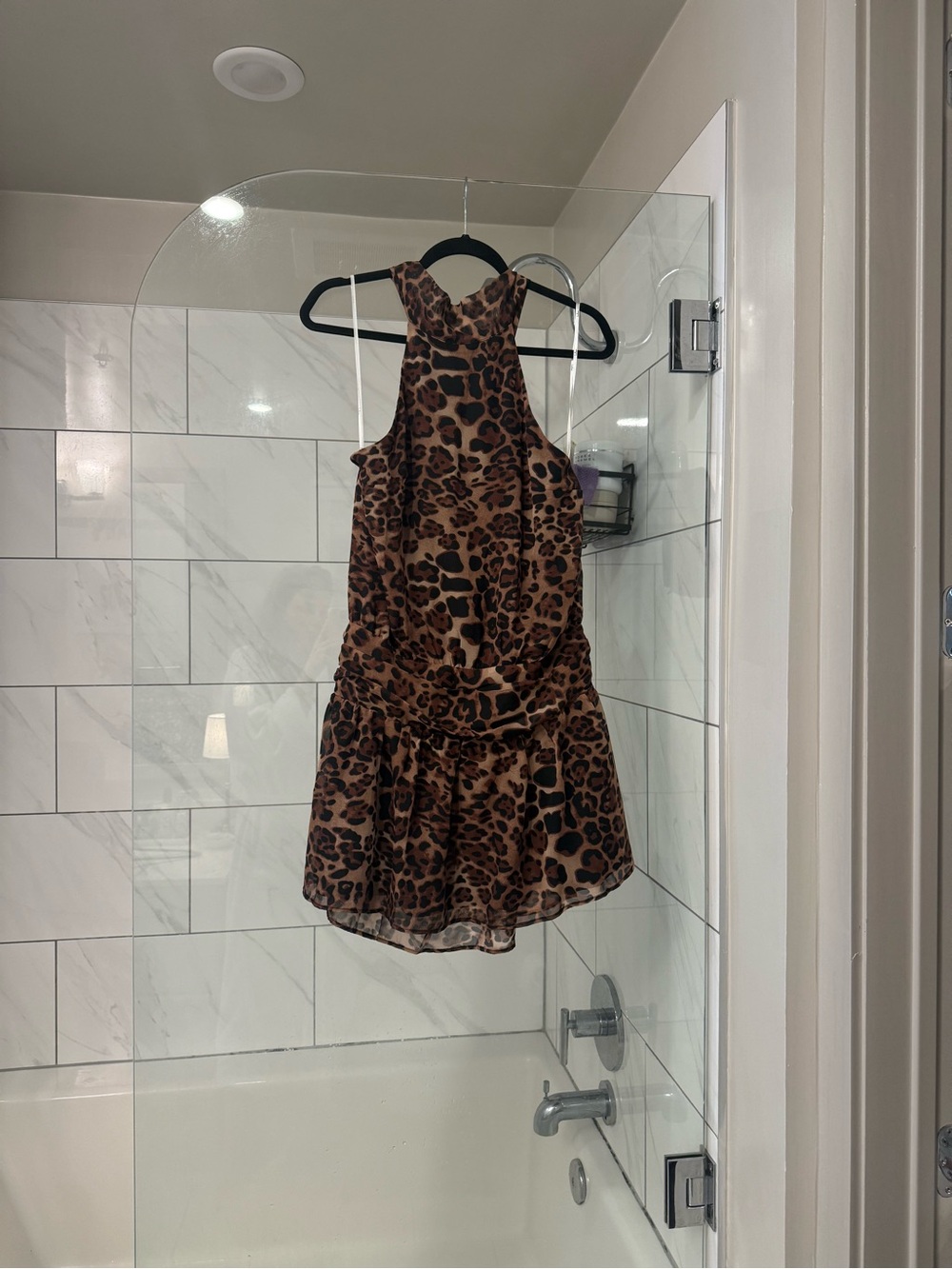 Leopard Print Halter Mini Dress